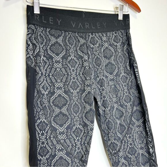 Varley Alden Midnight Python Mesh Panel Cropped Leggings Large - Picture 3 of 10